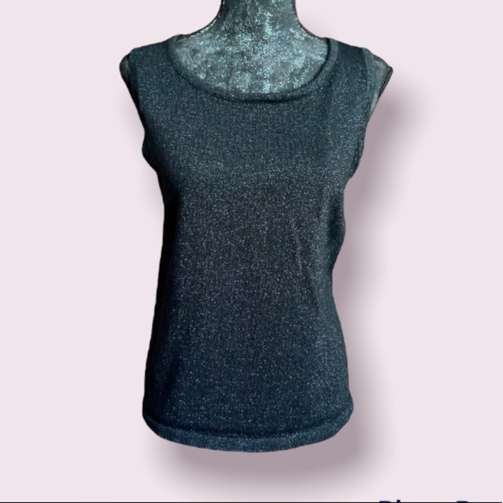 Vintage L’EAU VIVE Sparkly Black Knit Tank